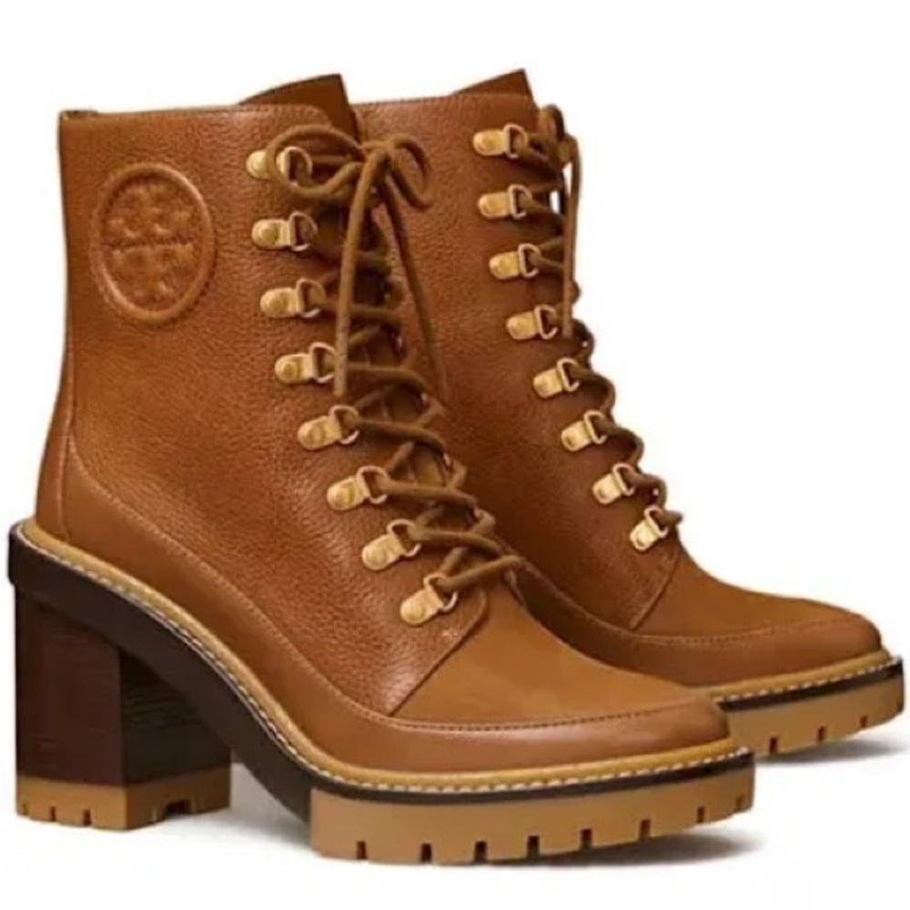 Tory Burch Miller Lug sole suede and leather boots